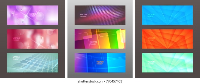 Set Design elements business presentation template. Vector illustration horizontal web banners background, backdrop abstract blurry form. EPS 10 for web buttons template, web site page presentation
