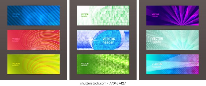 Set Design elements business presentation template. Vector illustration horizontal web banners background, backdrop abstract blurry form. EPS 10 for web buttons template, web site page presentation