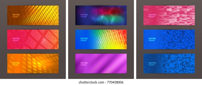 Set Design elements business presentation template. Vector illustration horizontal web banners background, backdrop abstract blurry form. EPS 10 for web buttons template, web site page presentation
