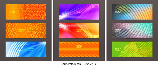 Set Design elements business presentation template. Vector illustration horizontal web banners background, backdrop abstract blurry form. EPS 10 for web buttons template, web site page presentation
