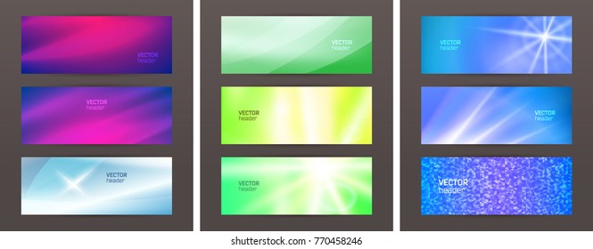 Set Design elements business presentation template. Vector illustration horizontal web banners background, backdrop abstract blurry form. EPS 10 for web buttons template, web site page presentation