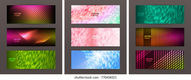 Set Design elements business presentation template. Vector illustration horizontal web banners background, backdrop abstract blurry form. EPS 10 for web buttons template, web site page presentation