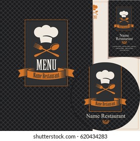 Set of design elements for a cafe or restaurant from the menu, business cards and coasters for drinks