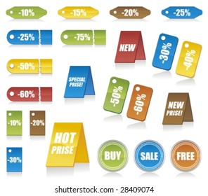 Set of design elements can used for tags, labels, stickers, badges in your work.