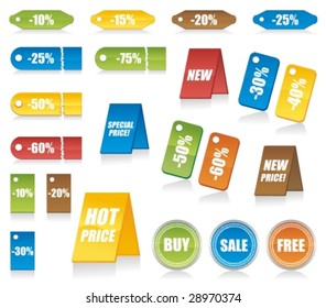Set of design elements can used for tags, labels, stickers, badges in your work.