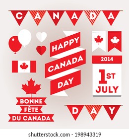 Set design elements for Canada Day first of July. Vector modern stylish illustration. Layered file