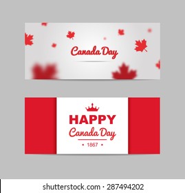 Set of design elements for Canada Day 1st of July. Vector modern stylish illustration. Vector banner for the Internet to the Canada Day with red leaves.