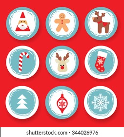 set of design elements Christmas round
