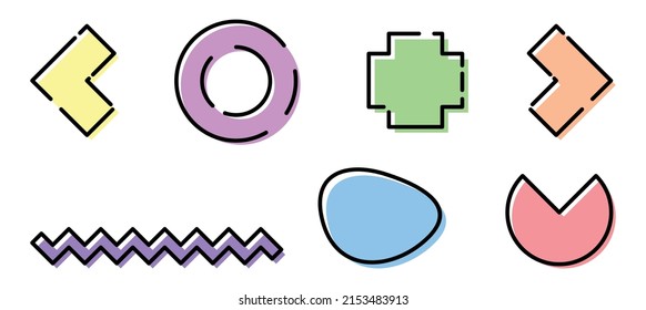 set of design elements, colored spots, circles and arrows, blanks for banner, isolated flat vector