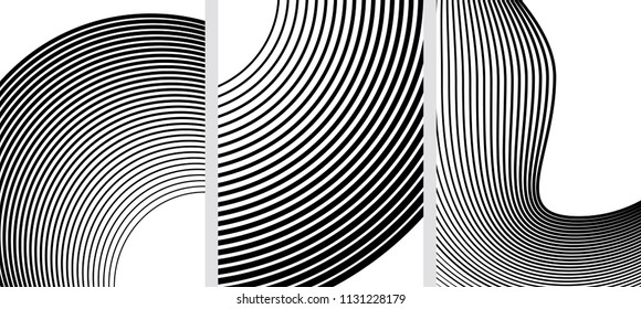 Set Design elements. Curved many streak. Abstract Circular logo element on white background isolated. Creative band art. Vector illustration EPS 10. digital for promotion new product