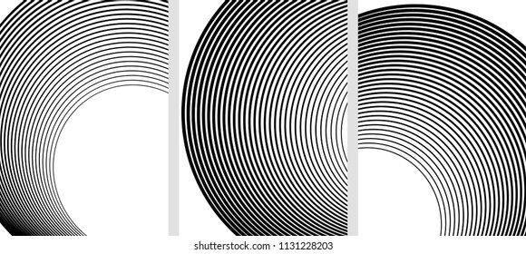 Set Design elements. Curved many streak. Abstract Circular logo element on white background isolated. Creative band art. Vector illustration EPS 10. digital for promotion new product