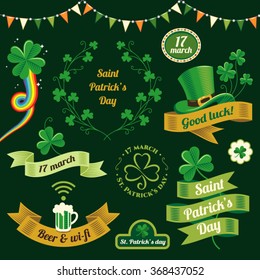 Set of design elements for  decoration of St. Patrick's Day