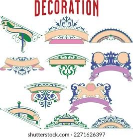 Set von Design-Elementen. Kollektion der dekorativen Vintage-Elemente Vektorgrafik