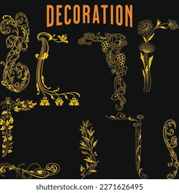 Conjunto de elementos de diseño. Colección de elementos de línea vintage decorativa Ilustración vectorial