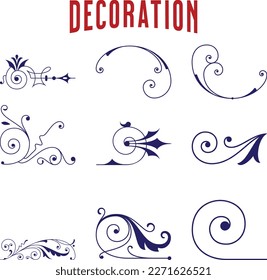 Set of design elements. Decorative vintage line elements collection Vector illustration