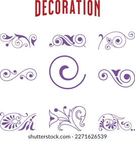 Conjunto de elementos de diseño. Colección de elementos de línea vintage decorativa Ilustración vectorial