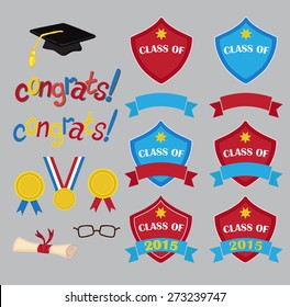 Set of design elements for diploma graduation. Vector illustration.