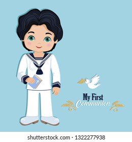 Set of design elements for First Communion for boys.