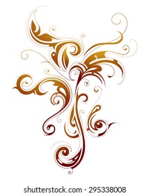 Set of design elements with floral swirls