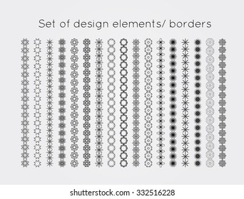 Set of design elements: frames and borders with patterns, vector