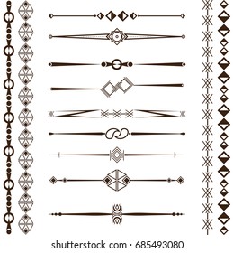 A set of design elements, frames, dividers, borders. Vector illustration for design of pages.