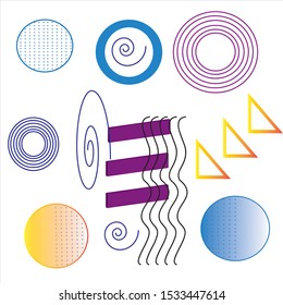 Set of design elements.  Geometric elements memphis in the style of 80's
