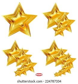 Conjunto de Elementos de diseño estrella de oro aislado en el Vector de fondo blanco