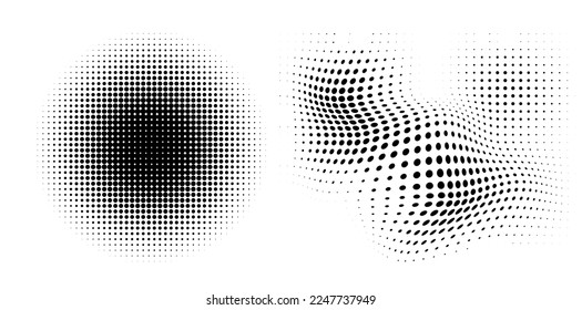 Set Design elements  - Halftone dot pattern on white background. Vector illustration eps 10 frame with black abstract random dots for technology, big data theme, grunge cover page about hi-tech, IT.