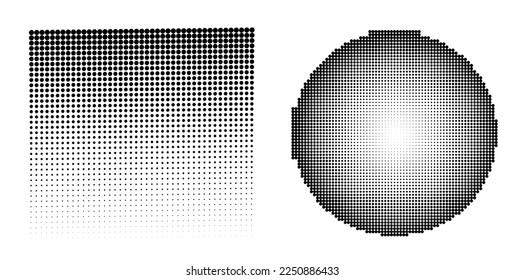 Set Design elements  - Halftone dot pattern on white background. Vector illustration eps 10 frame with black abstract random dots for technology, big data theme, grunge cover page about hi-tech, IT.