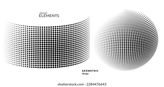Set Design elements  - Halftone dot pattern on white background. Vector illustration eps 10 frame with black abstract random dots for technology, big data theme, grunge cover page about hi-tech, IT.