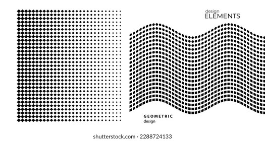 Set Design elements  - Halftone dot pattern on white background. Vector illustration eps 10 frame with black abstract random dots for technology, big data theme, grunge cover page about hi-tech, IT.