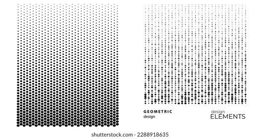 Set Design elements  - Halftone dot pattern on white background. Vector illustration eps 10 frame with black abstract random dots for technology, big data theme, grunge cover page about hi-tech, IT.