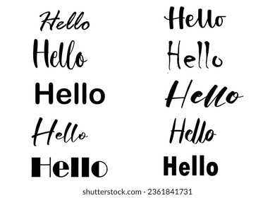 set of design elements. Hello text. Isolated Hello text on the white background. Vector eps 10.