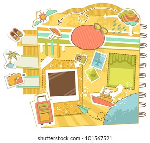 set of design elements and icons related to travel