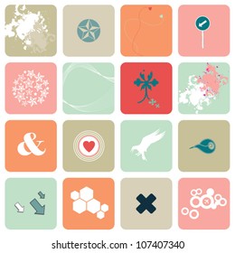 set of design elements, icons for use together or separately