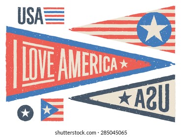 Set of design elements for Independence Day in USA. Vector illustration