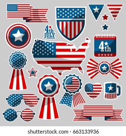 Set of design elements for the Independence Day of America