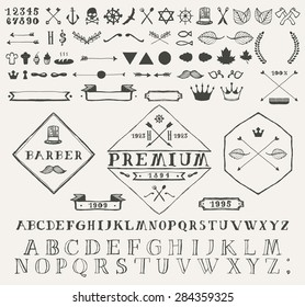 Set of design elements for info graphic and labels. Hand drawn vector illustration