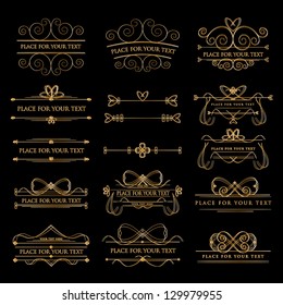 Set Of Design Elements Isolated On Background - Vector Illustration, Graphic Design Editable For Your Design. Calligraphic Borders And Page Decoration