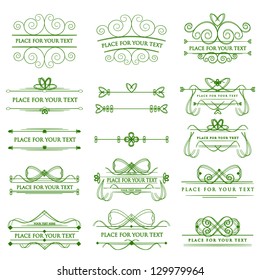 Set Of Design Elements Isolated On Background - Vector Illustration, Graphic Design Editable For Your Design. Calligraphic Borders And Page Decoration