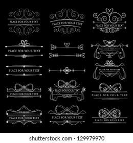 Set Of Design Elements Isolated On Background - Vector Illustration, Graphic Design Editable For Your Design. Calligraphic Borders And Page Decoration