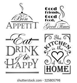 Set of design elements for the kitchen, restaurant, or other eatery