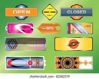  Set of design elements, labels.