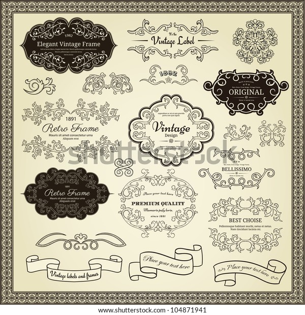 Set of design elements:\
labels, borders, frames, etc. Could be used for page decoration,\
certificate, etc