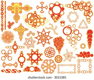 Set of design elements made from circles