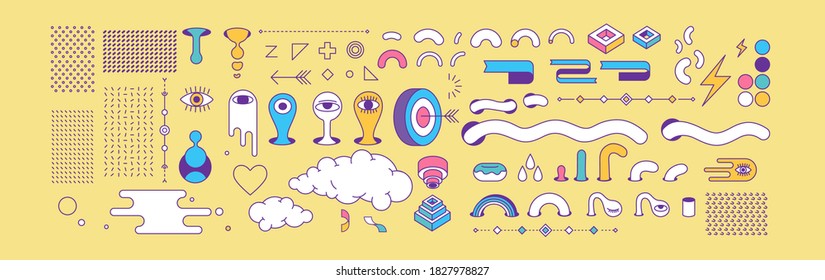 Set Of Design Elements. Modern Art Graphics. Vector Illustration In Doodle Style