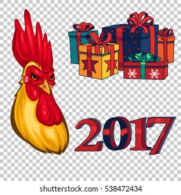 Set of design elements on New Year 2017