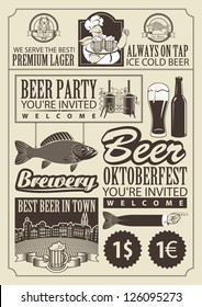 set of design elements on the subject of beer