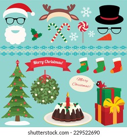 Set of design elements on the subject of Christmas and a New Year vector illustration