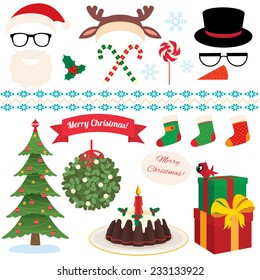 Set of design elements on the subject of Christmas and a New Year vector illustration